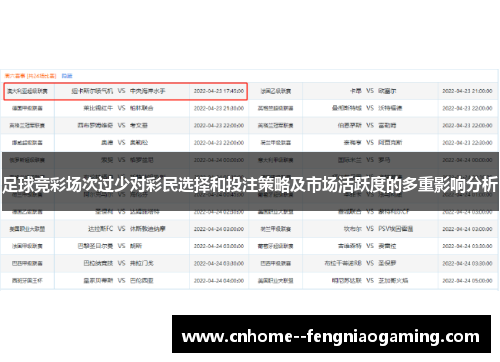 足球竞彩场次过少对彩民选择和投注策略及市场活跃度的多重影响分析